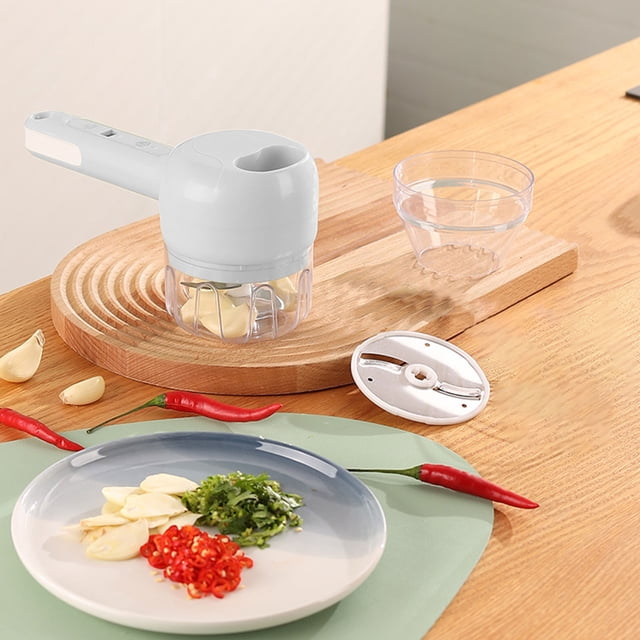 Antqov 3 In 1 Portable Vegetable Cutter Set,Vegetable Cutter Mini Wireless Garlic Mud Masher,Wireless Food Processor for Garlic Pepper Chili Celery, Home Accessories