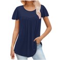 thumbnail image 1 of FAIWAD Tunique d'Été pour Femme à Manches Courtes, Col Rond, T-Shirt Décontracté Plissé, Ample et Fluide, 1 of 5