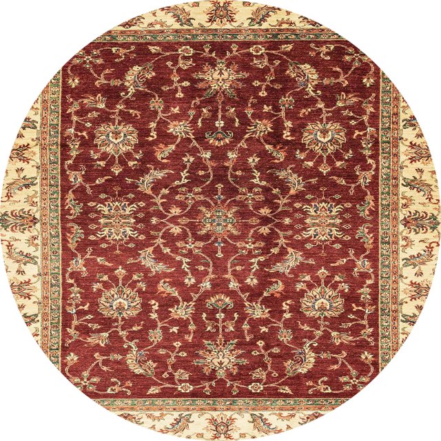 Ahgly Company Tapis d'Intérieur Ronds Abstraits Rouges Abstraits pour Aire, 3 Pieds Rond