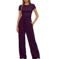 thumbnail image 2 of Birdeem Blouses pour Femmes 2 Pcs Mode Femme Col Rond Uni Manches Courtes Blouse + Pantalons Longs Taille Élastique Ensembles, 2 of 12