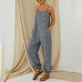 thumbnail image 1 of ZANZEA Womens Jumpsuits Stripe Design Pocket Ankle Length Overalls Rompers Loose Playsuit, 1 of 4