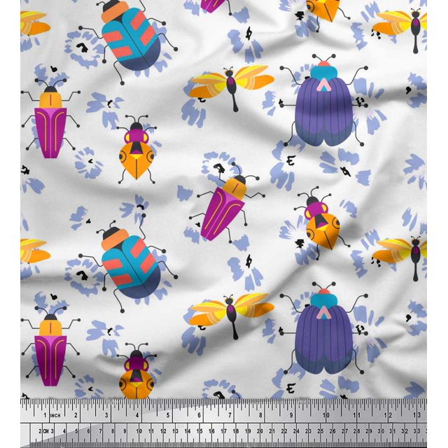 Soimoi Tissu Viscose Georgette Imprimé Floral & Insectes par Yard 42 Pouces de Large