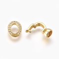 thumbnail image 3 of HLONK 5Set Brass Micro Pave Cubic Zirconia Fold Over Clasps Flat Round Clear Real Platinum Plated 32mm Inner  4.5mm, 3 of 3