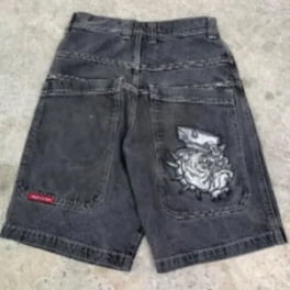 REDDACHiC Retro Y2k Baggy Jorts Women Men Whiskers Black Jeans Low