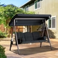 thumbnail image 2 of Outsunny Balançoire de Porche 3 Places, Chaise Balançoire d'Extérieur Robuste, Noire, 2 of 10