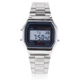 thumbnail image 1 of Montre Rétroéclairée, Bracelet en Acier Inoxydable Montre Rectangulaire Montre Digitale 3 Couleurs pour Cadeau pour Feuiers, 1 of 8