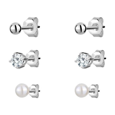 Luxury Designs Set de 3 Goujons en argent sterling