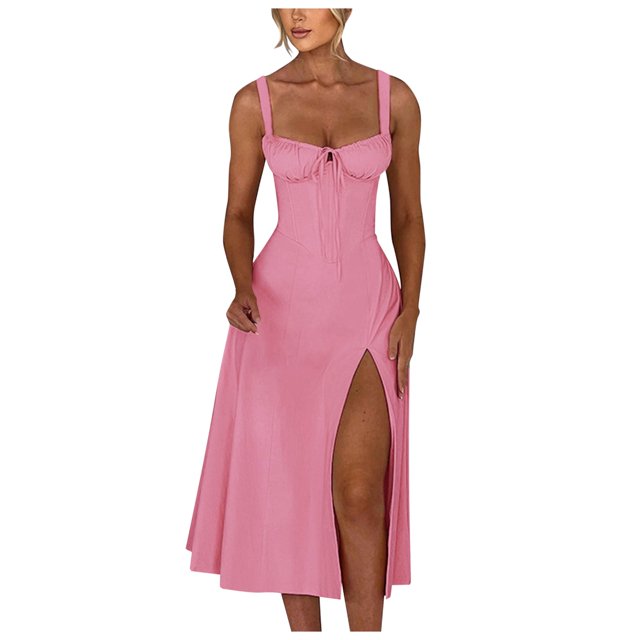 2025 Robe d'Été Confortable Ample à Col Montant pour Femmes Couleur Unie à Manches Courtes Robe Grande Taille pour Femmes Robe Longue Décontractée