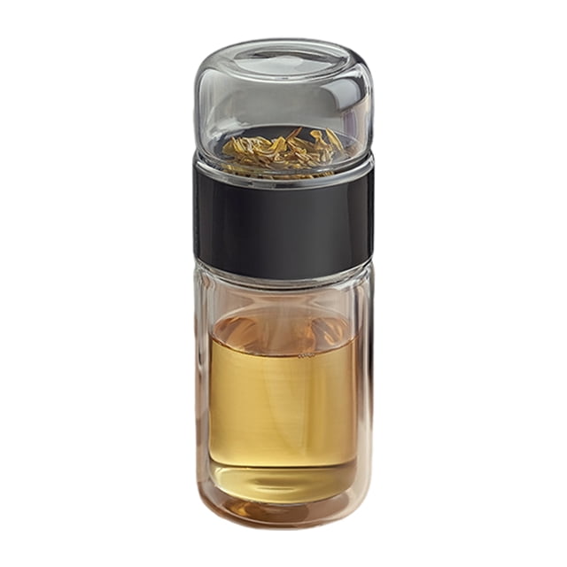 Visland Glass Tea Infuser Double Layer Insulation Tea Maker Leak-proof Portable Travel Tea Cup with Filter Tea Water Separation Tea Bottle Gift for Tea Lovers