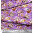thumbnail image 2 of Soimoi Purple polyester Crepe Fabric Crab,Shell & Coral Ocean Decor Fabric Printed Yard 52 Inch Wide, 2 of 3