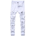 thumbnail image 2 of cllios Clearance Outlet Men's Skinny Ripped Jeans Slim Fit Distressed Stretch Denim Pants, 2 of 9