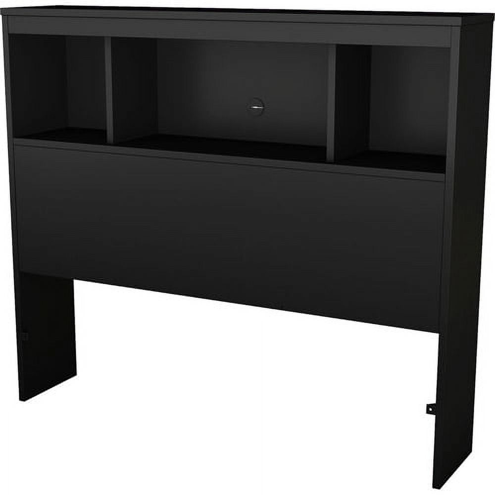 South Shore Spark Twin Bookcase Headboard with Storage, in Pure Black