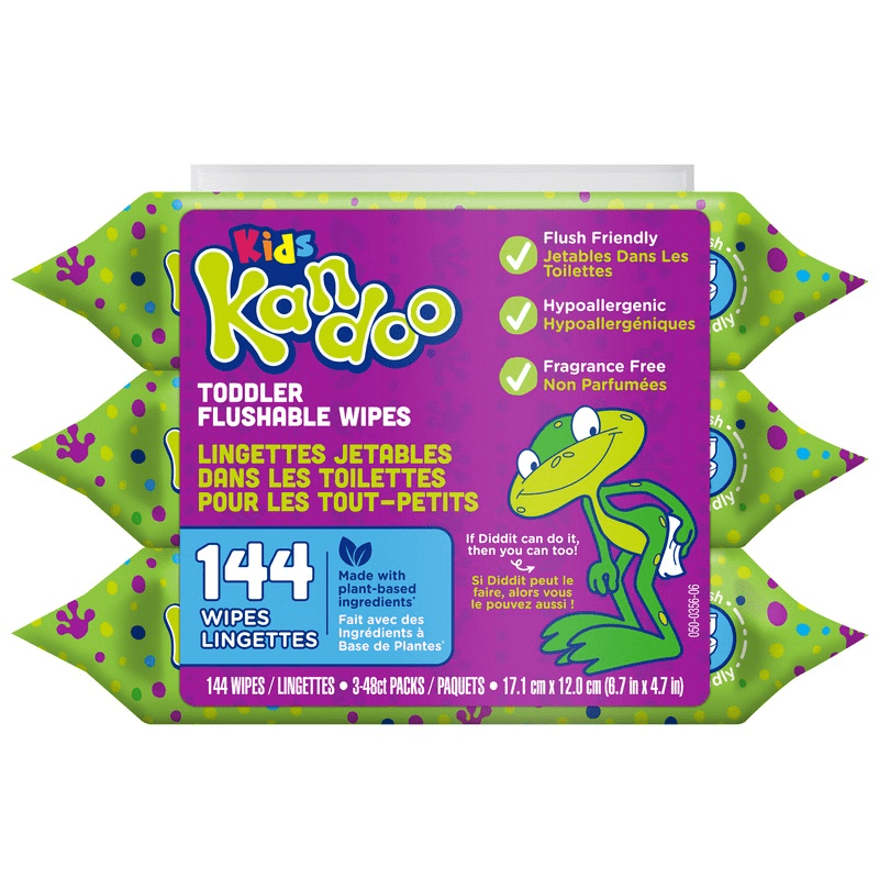 Kandoo Toddler Flushable Wipes, Fragrance Free 144ct
