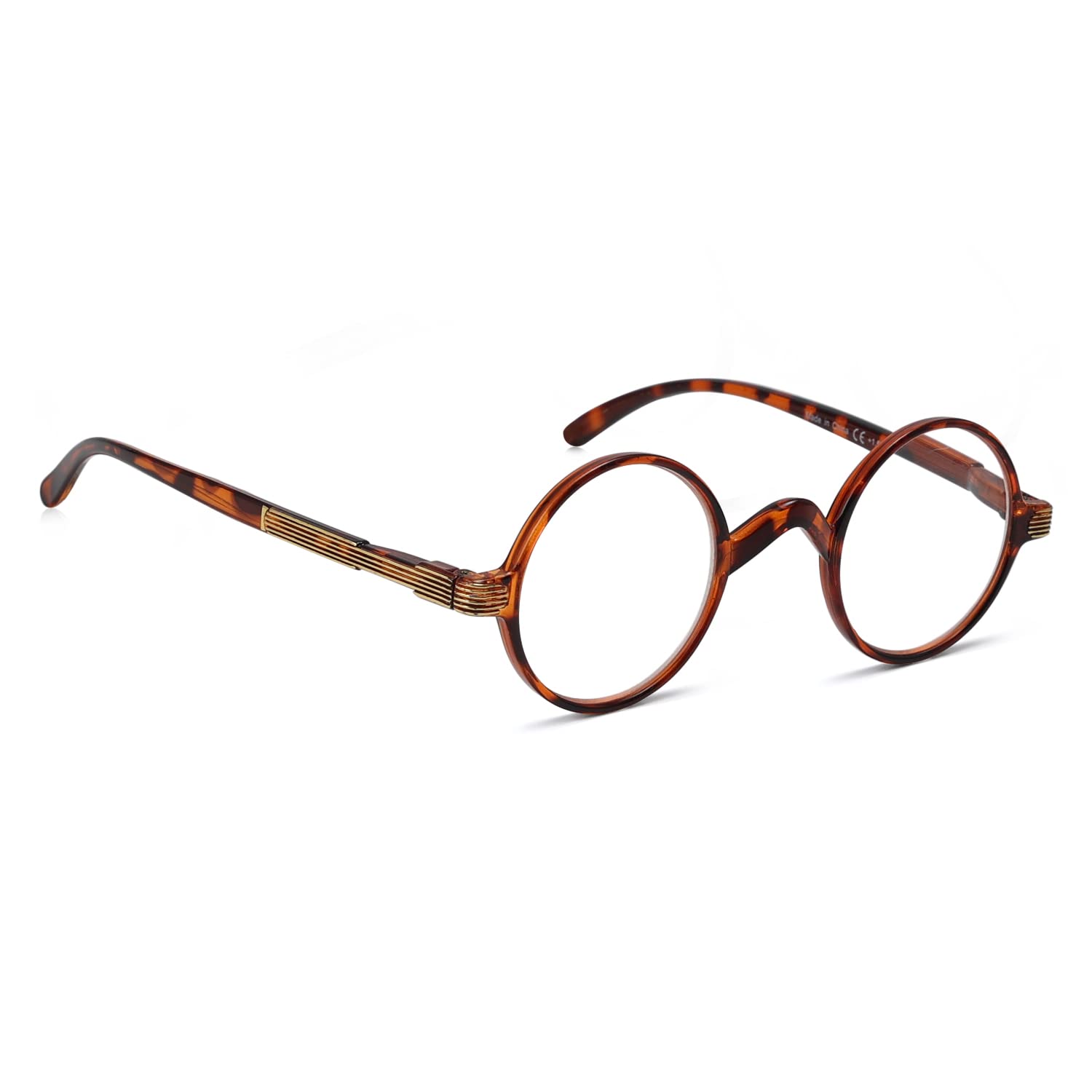 BLUELESS Vintage Round Reading Glasses Professor Readers (Brown Tortoise, +2.50)