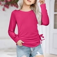 thumbnail image 2 of Plebaso Chemises à Manches Longues pour Filles avec Cordon de Serrage Col Rond Blouses Décontractées Tuniques de Mode pour Enfants Filles, 2 of 7