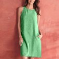thumbnail image 1 of EGNMCR Robes de Fête pour Femmes Robe Débardeur Décontractée Sans Manches de Printemps/été pour Femmes, Unie, Ample, Col Rond, Plissée, en Coton et Lin, 1 of 6