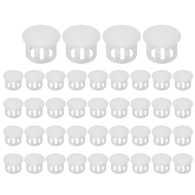 Uxcell 40Pcs Plastic Hole Plugs, Flush Type Round Plug Snap in Locking Covers White 12mm/1/2"