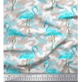 thumbnail image 1 of Soimoi Moss Georgette Fabric Camouflage Texture & Flamingo Bird Printed Fabric 1 Yard 42 Inch Wide, 1 of 3