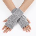 thumbnail image 2 of Ladies Warm Knit Fingerless Gloves Convertible Mittens Fashion Flowers, 2 of 6
