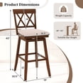 thumbnail image 3 of Costway 29" Bar Stool Wooden Chair Set of 2 with Contoured Backrest Swivel Padded Seat Oak, 3 of 9