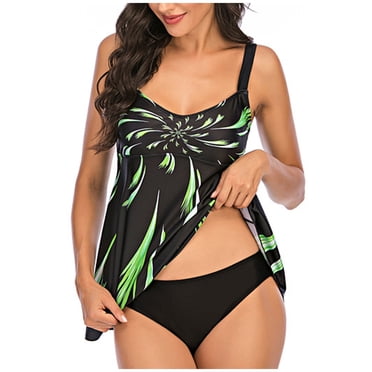 Women Plus Size Print Tankini Swimjupmsuit Swimsuit Beachwear Padded Swimwear