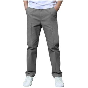 BLVB Boys' School Uniform Pants Elastic Waist Stretch Trousers Straight Fit for Toddler Kids Years 3-14