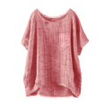 thumbnail image 1 of T-Shirts Femmes Mini T-Shirt d'Été à Manches Courtes Uni Décontracté Ample en Lin - Hontri, 1 of 4