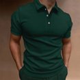 thumbnail image 2 of Men Casual Solid Turndown Pullover Button Short Sleeve Blouse Tops, 2 of 6