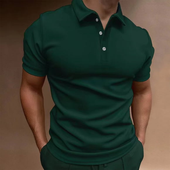 lcziwo Men's Short Sleeve Zipper Polo Shirts Casual Slim Fit Solid COlor Summer Golf Polo Shirt Tops Business Work Shirt Tops 2024 Army Green M