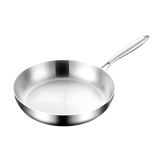 Bwiyojiz 8.8x8.8x2" 304 Stainless Steel Frying Pan Three-layer Flat-bottomed Non-stick Uncoated Less Oily Kitchen Gift Pot Home, Gifts for Family