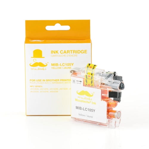 Cartouche d'Encre Jaune Compatible à Rendement Élevé pour Brother LC105Y - Moustache®