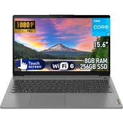 Lenovo IdeaPad 3 Laptop, 15.6" FHD Touchscreen Laptop, Intel Core i3, 8GB RAM, 256GB SSD, HDMI, Webcam, Wi-Fi 6, SD Card Reader, Windows 11 Home, Grey