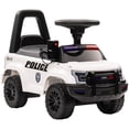 thumbnail image 1 of Aosom Kids Ride On Sliding Car with Hidden Under Seat Storage, Ride On Police Car for Toddler with Megaphone, Anti Dumping Device, Removable Backrest, Foot-to-Floor Design, White, 1 of 10