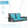 thumbnail image 2 of Gymax 2-Person Patio Hanging Porch Swing Rattan 800LBS Swing Bench w/ Turquoise Cushions, 2 of 10
