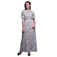 thumbnail image 1 of Bimba Robe Longue d'Été en Rayonne Imprimée de Plumes d'Aigle, Manches Kimono, Fente Maxi - Xxx-Grand, 1 of 6