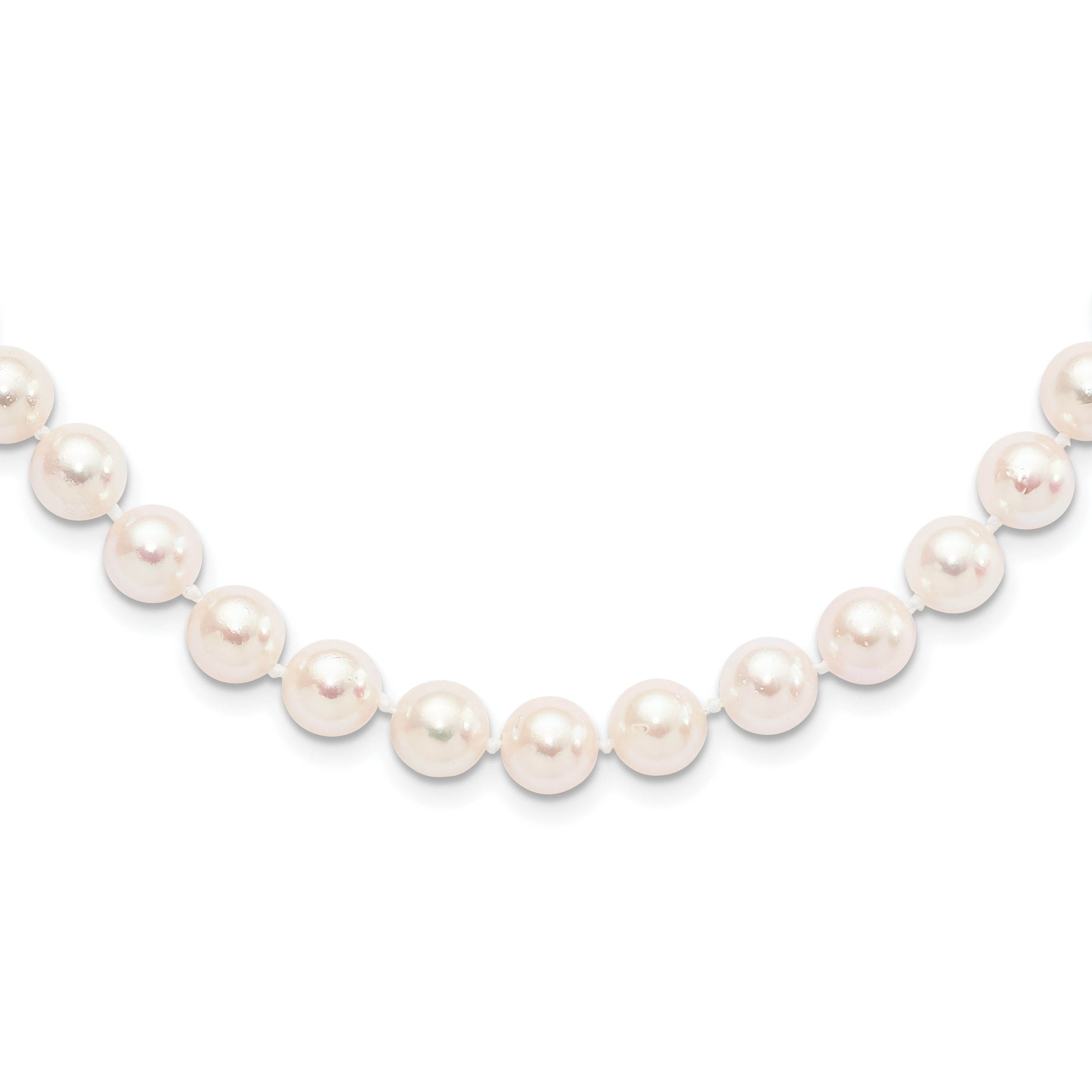 14 Carats Or Jaune 8 9mm Rond Blanc Akoya Culture Perle Chaîne Collier Pendentif Breloque
