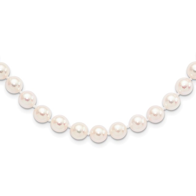 14 Carats Or Jaune 8 9mm Rond Blanc Akoya Culture Perle Chaîne Collier Pendentif Breloque