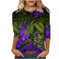 thumbnail image 2 of Xihbxyly Hauts pour Femmes Manches 3/4 T-shirt Imprimé de Mode pour Femmes Blouse à Manches 3/4 Col Rond Hauts Décontractés Articles en Liquidation, 2 of 5