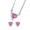 thumbnail image 1 of LYMAYTER Collier Boucles d'Oreilles en Forme de Cœur Ensemble Collier Boucles d'Oreilles pour Femmes - Cœur Rose, pour Bal et Mariage, 1 of 7