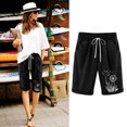 thumbnail image 2 of Plebaso Shorts pour Femmes Longueur Genou, Shorts Décontractés Imprimés à Revers, Shorts Légers d'Été pour Vacances, Shorts Graphiques, 2 of 3