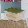 thumbnail image 3 of Sterilite 55 Liter Storage Box, Clear Plastic Storage Bin with Snap-on Lid, Green, 3 of 5