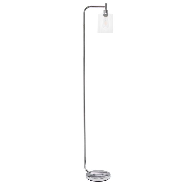 All the rages LF2009-CHR Simple Designs Modern Iron Lantern Floor Lamp with Glass Shade, Chrome