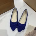 thumbnail image 4 of Xfvqtps Womens Pointed Toe Bow Flats Colorful Quilted Insole Comfortable Casual Flat Shoes for Work Leisure Blue, 4 of 5