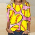 thumbnail image 1 of SMihono Hauts pour Femmes Été Chic Décontracté Mode Féminine Manches Courtes Col Rond Rétro Imprimé Ample Blouse Manches Trois-Quarts T-shirt Oversize pour Femmes, 1 of 4
