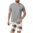 thumbnail image 2 of JDQJBZ Mens 2 Piece Pajama Set Short Sleeve Crewneck T Shirt and Shorts with Print, 2 of 5