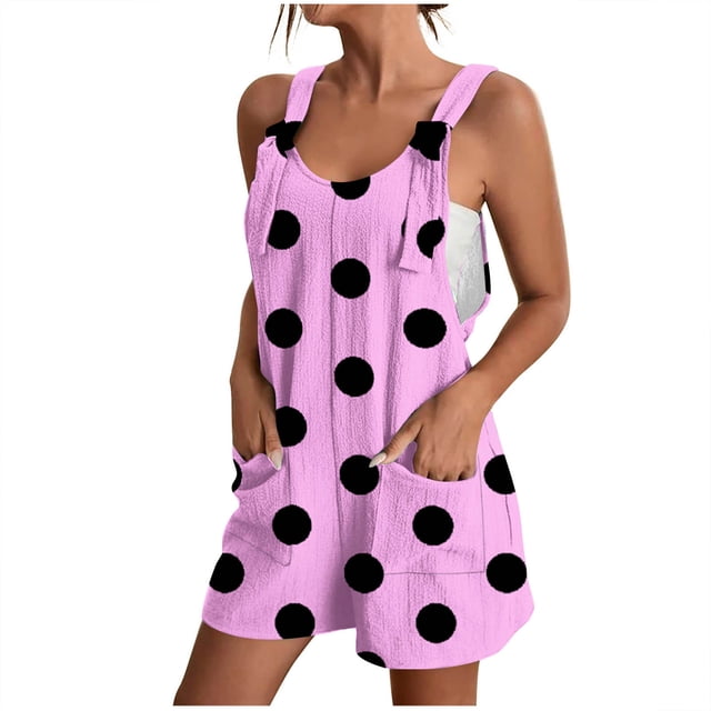 Penkiiy Combinaison Short à Jambes Larges Sans Manches pour Femme avec Poches, Rose, P