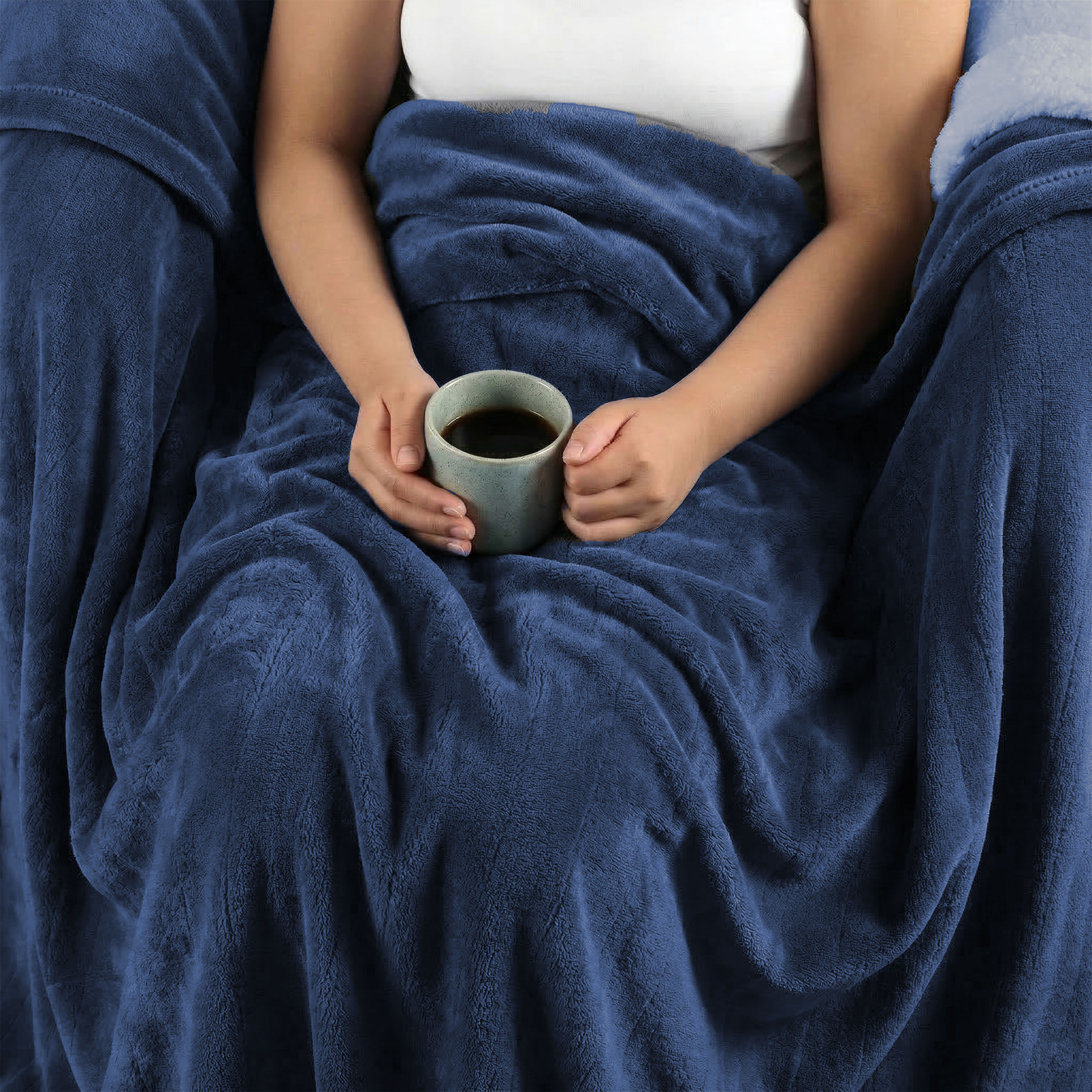 Sunbeam Heated Big Blue Blanket Velvet 12 Heat Settings Full/Queen 90x84