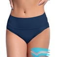 thumbnail image 2 of Women's Black High Waisted Bikini Bottoms - Retro Style, Basic Design, Full Coverage Swimsuit, Mid - Waist, Comfortable Material, S - XXL Sizes, 2 of 6