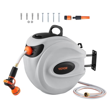 VEVOR Retractable Hose Reel 115 ft x 1/2 inch Wall-Mounted, Automatic Rewind with 9-Pattern Nozzle