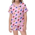 thumbnail image 1 of Adorable Dinosaur Themed Short Sleeve Button Down Pajama and Shorts Set for Children's Bedtime Comfort, 1 of 3